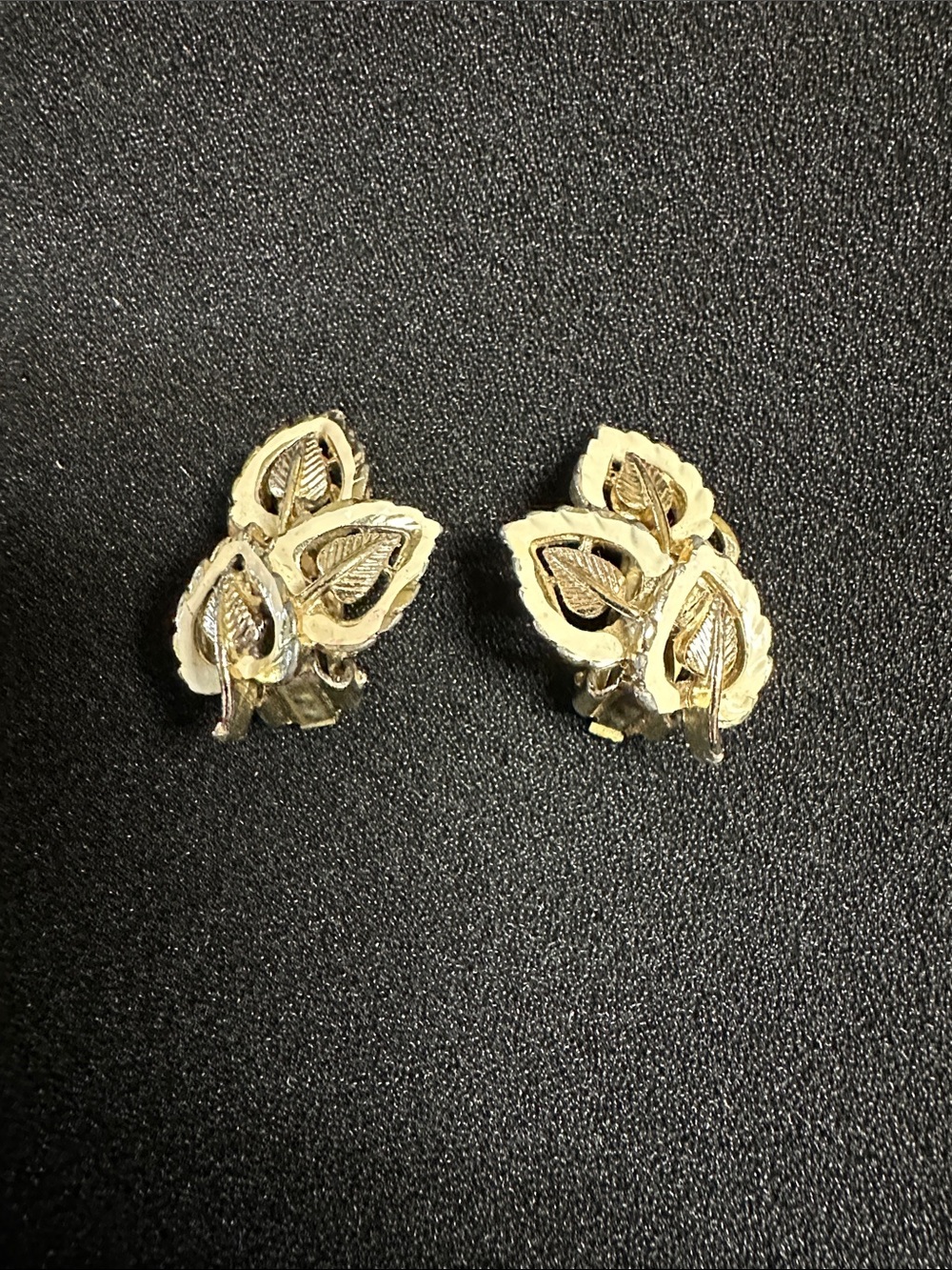 Vintage 1950s P.I.M. Piscitelli Gold Leaf Link Demi Parure Set Bracelet Earrings - Picture 9 of 15